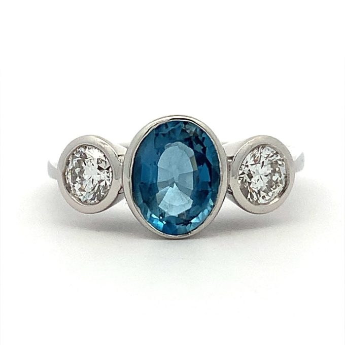 Aquamarine & Diamond Trilogy Ring