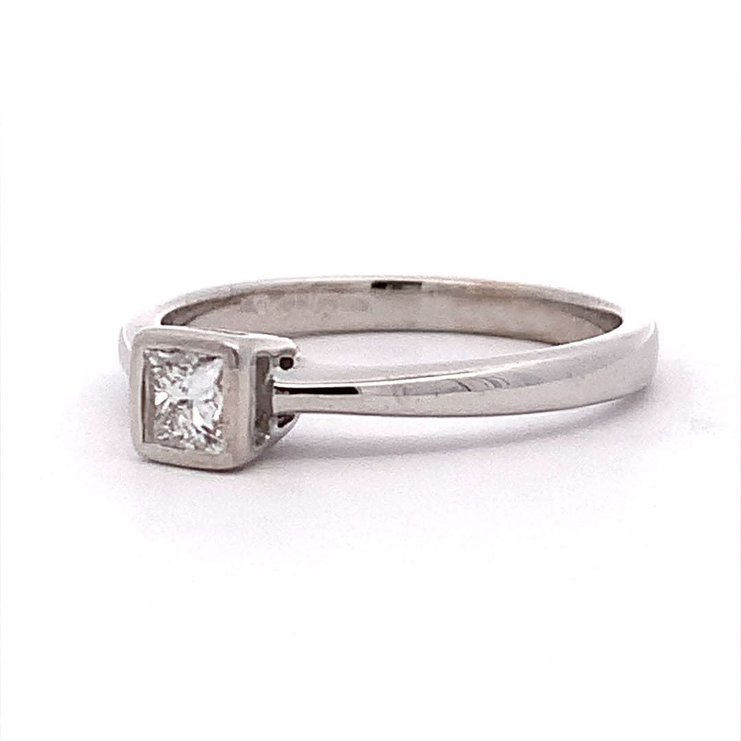 0.20ct Princess Diamond Rub-Over Solitaire Ring