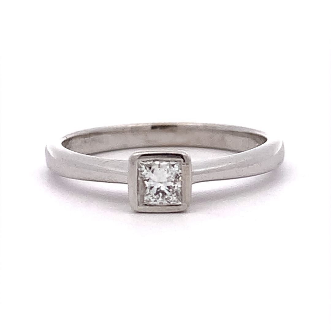 0.20ct Princess Diamond Rub-Over Solitaire Ring