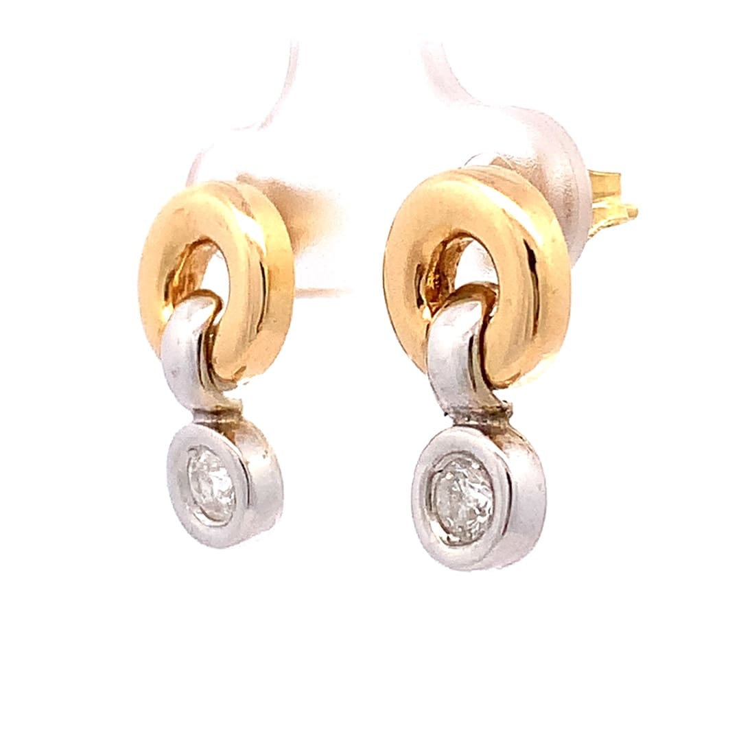 Multi Tone Gold Diamond Drop Earrings