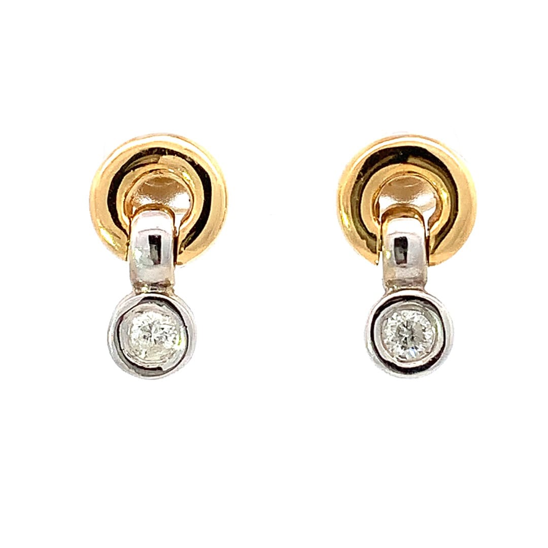 Multi Tone Gold Diamond Drop Earrings