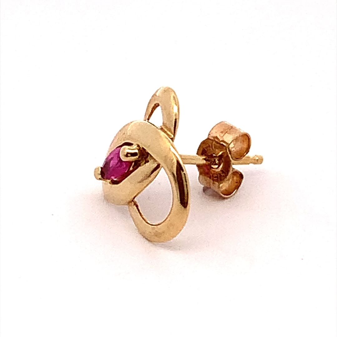 Ruby Celtic Gold Stud Earrings