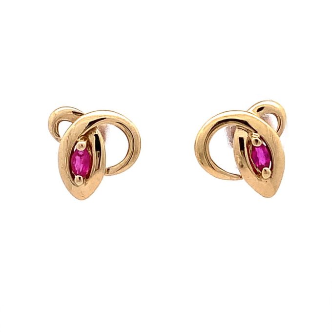 Ruby Celtic Gold Stud Earrings