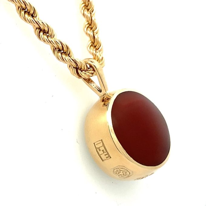 Vintage Stone Set Fob and Rope Chain