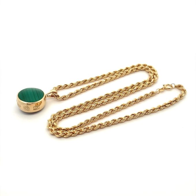 Vintage Stone Set Fob and Rope Chain