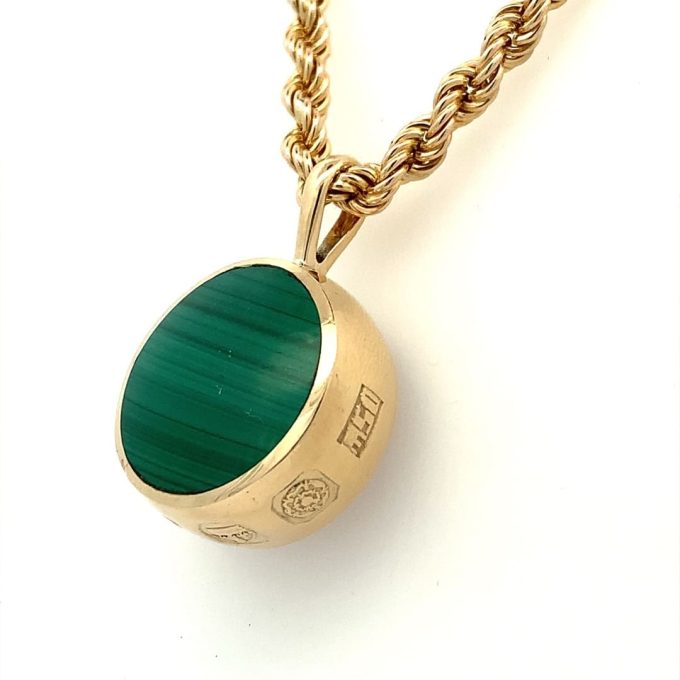 Vintage Stone Set Fob and Rope Chain