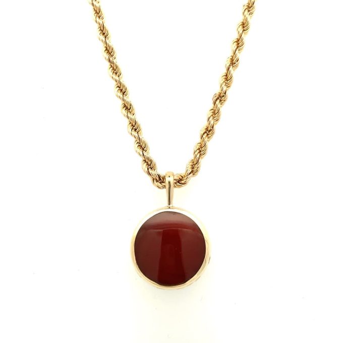 Vintage Stone Set Fob and Rope Chain