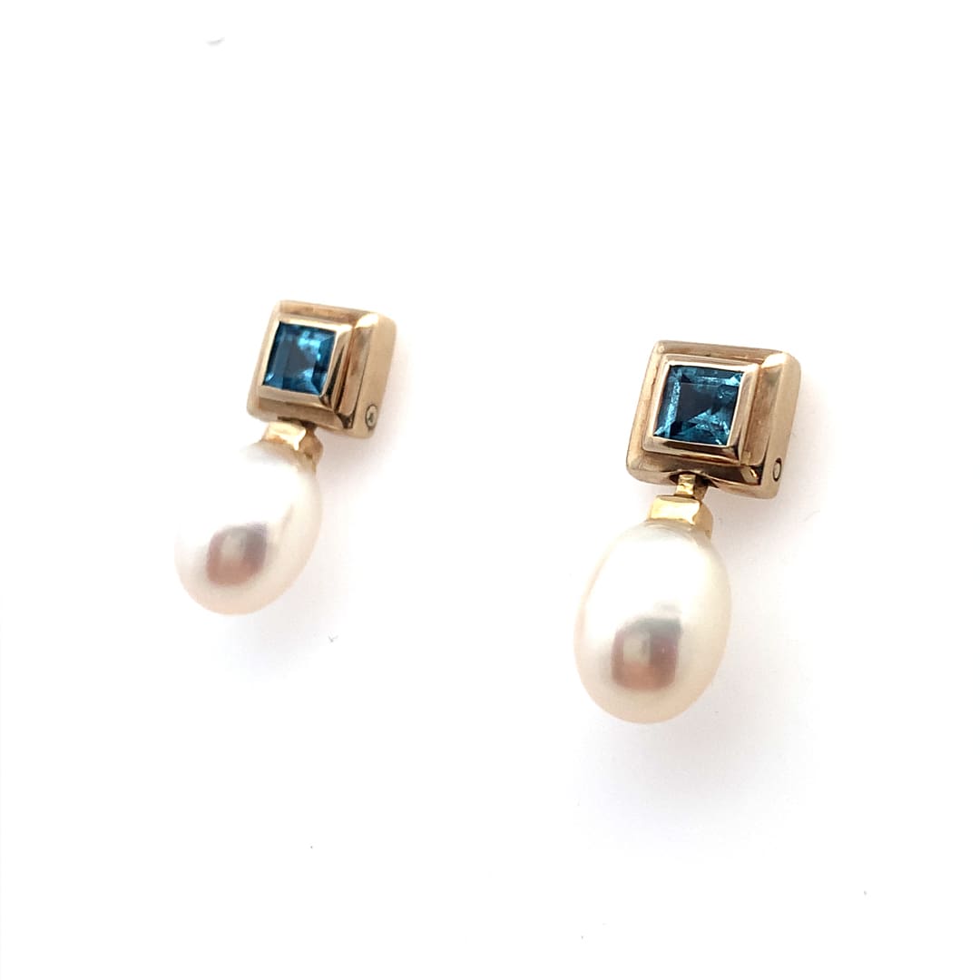 Topaz and Pearl Drop Earrings
