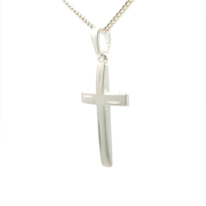 Brushed Silver Cross and Chain