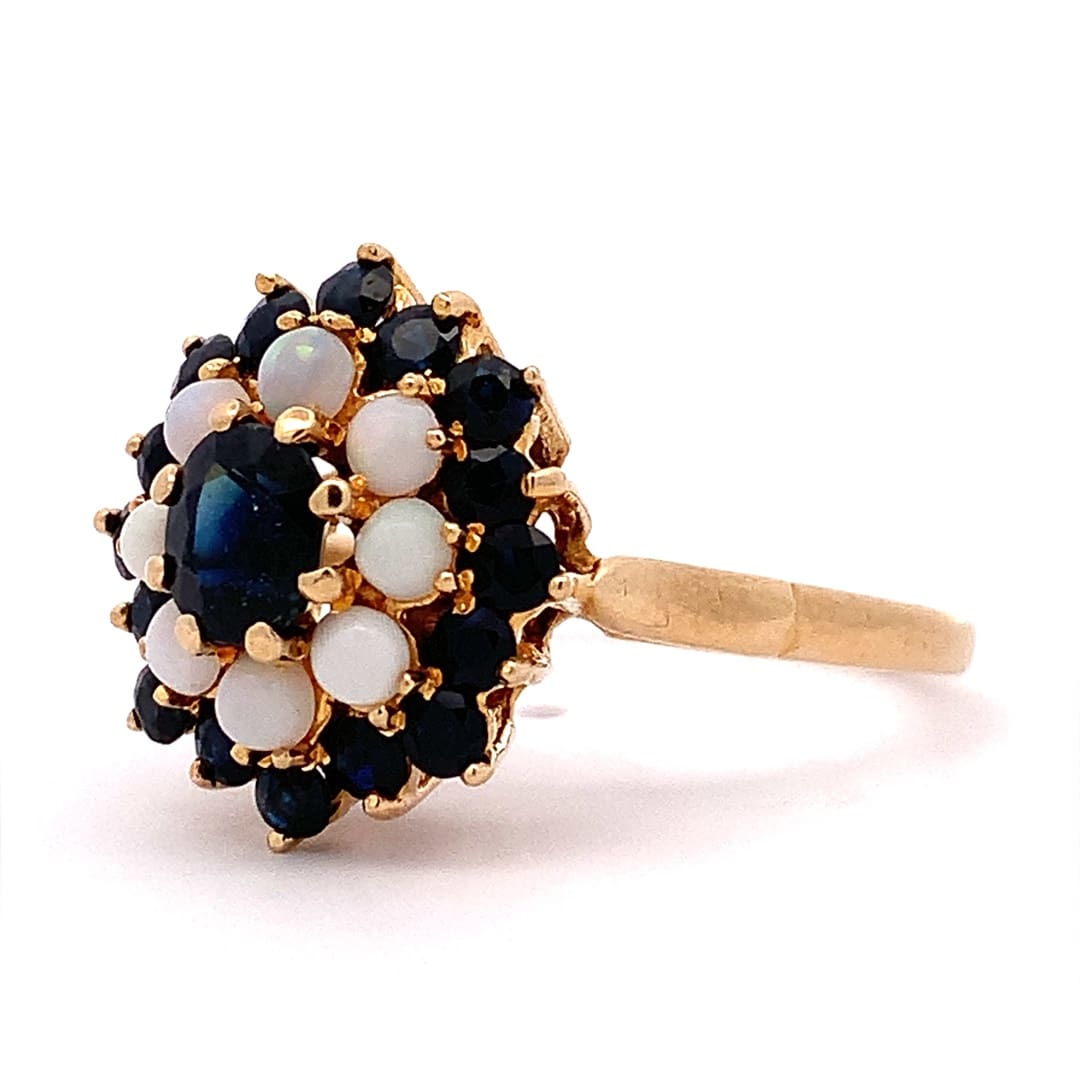 Vintage Opal and Sapphire Cluster Ring
