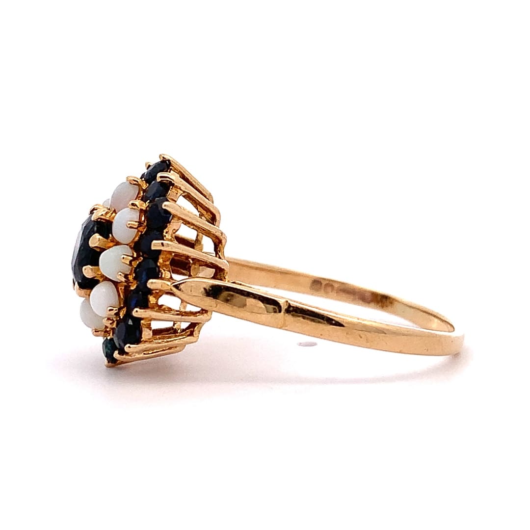 Vintage Opal and Sapphire Cluster Ring