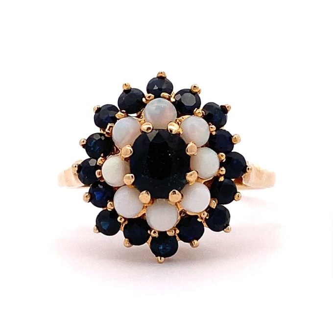 Vintage Opal and Sapphire Cluster Ring