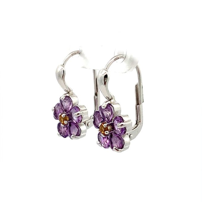 Amethyst Flower Drop Earrings