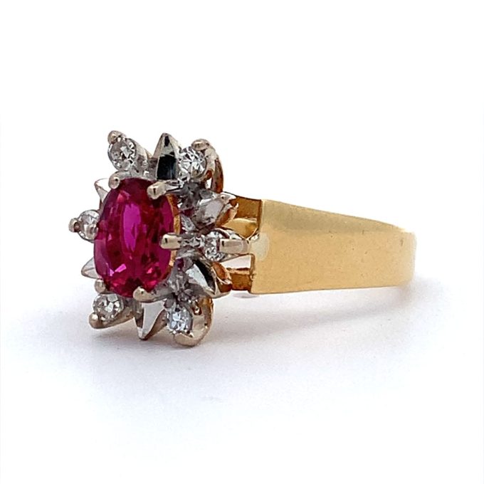 Vintage Ruby and Diamond Cluster Ring