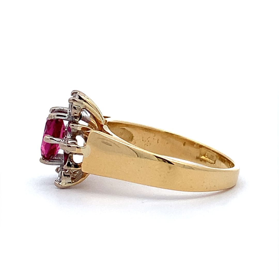 Vintage Ruby and Diamond Cluster Ring