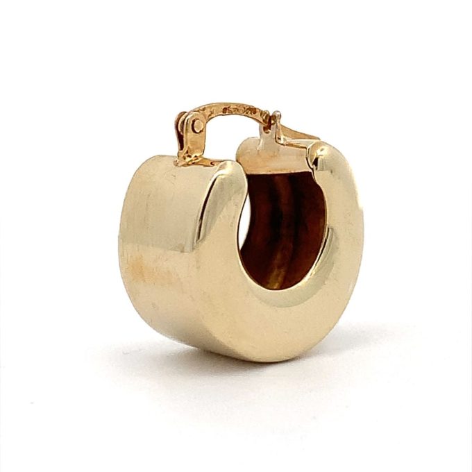 Chunky Yellow Gold Cuff Hoop Earrings