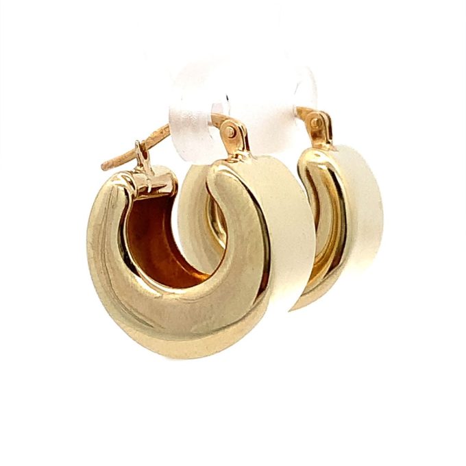 Chunky Yellow Gold Cuff Hoop Earrings