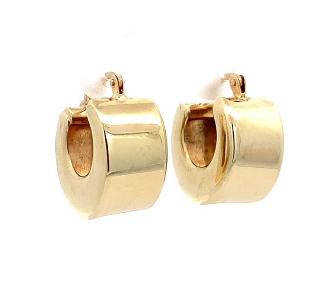 Chunky Yellow Gold Cuff Hoop Earrings
