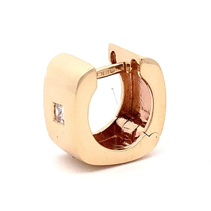 Diamond Set Yellow Gold Huggie Earrings