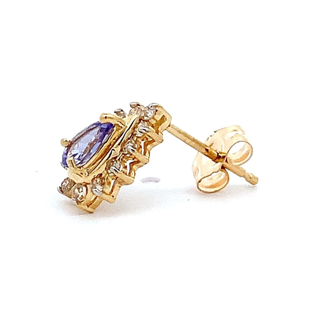 Pear Cut Tanzanite and Diamond Stud Earrings