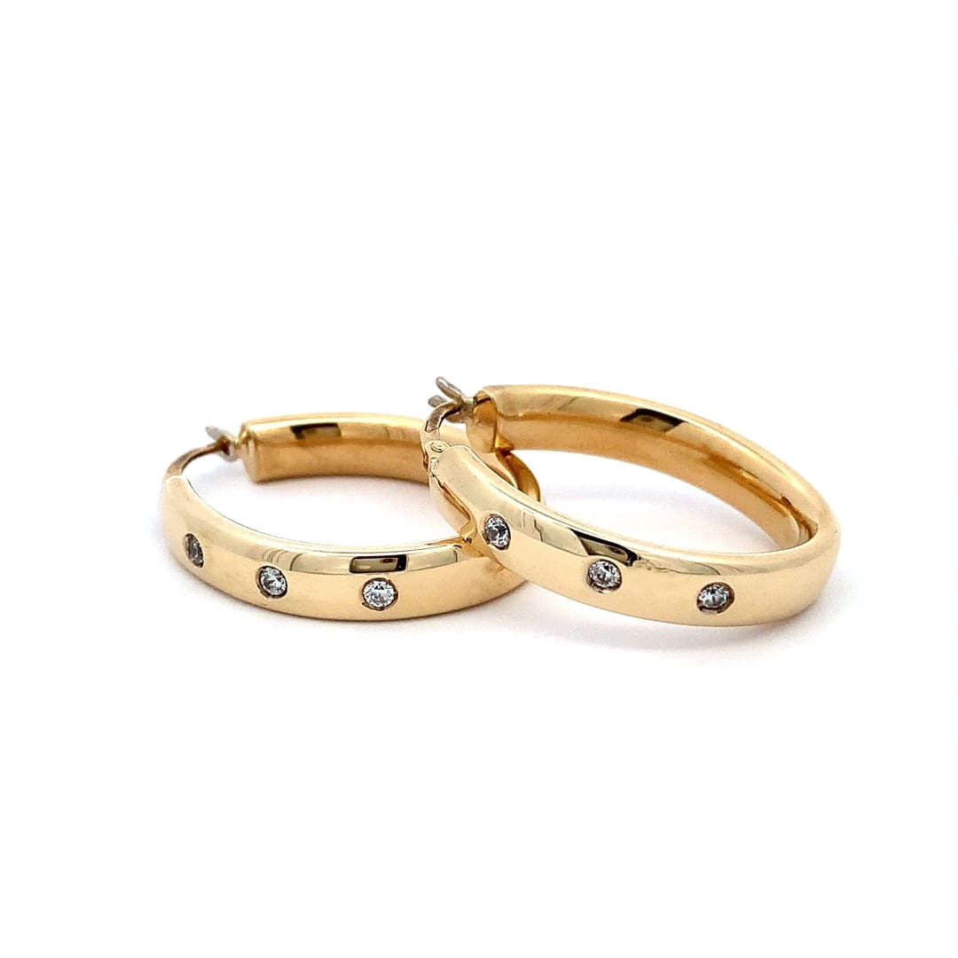 Diamond Set Oval Hoop Earrings