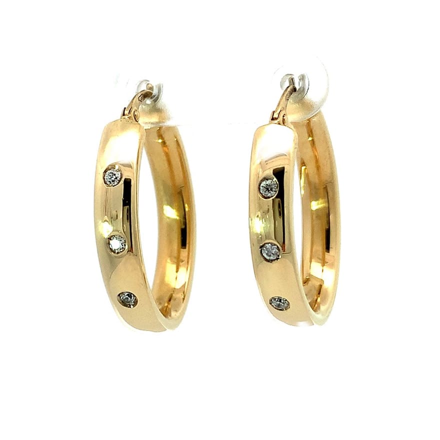 Diamond Set Oval Hoop Earrings