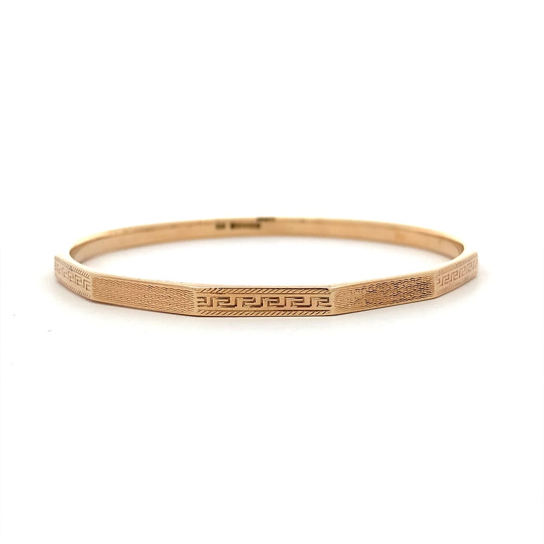 Vintage 9 Carat Yellow Gold Faceted Bangle