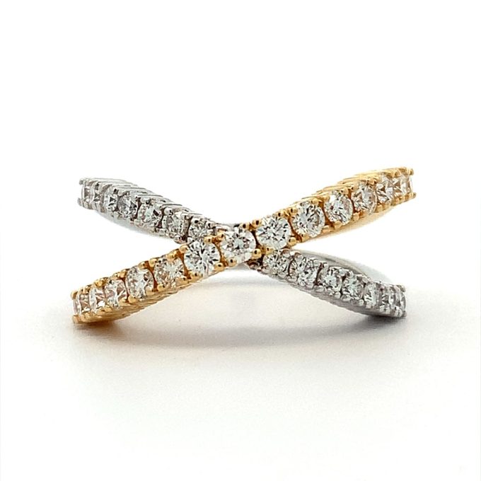 0.97ct Diamond Crossed Bands Dress Ring