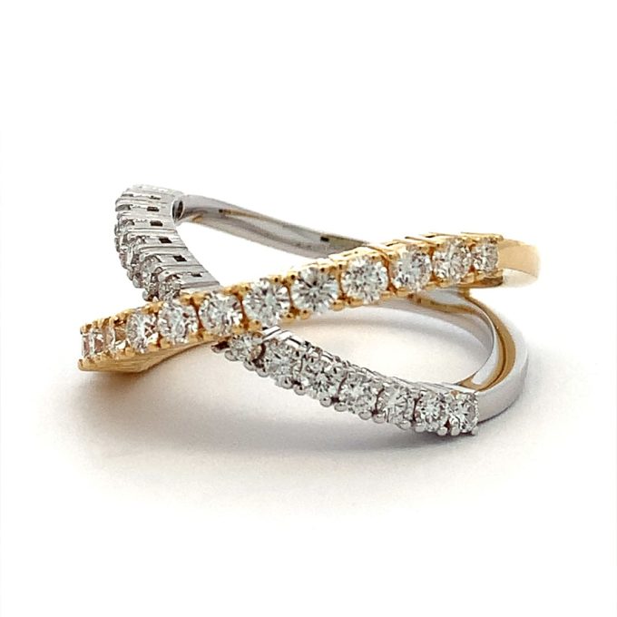 0.97ct Diamond Crossed Bands Dress Ring