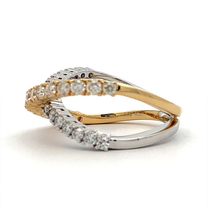 0.97ct Diamond Crossed Bands Dress Ring