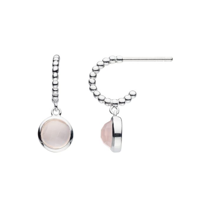 Pink Chalcedony Drop Hoop Earrings