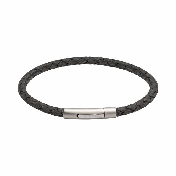 Unique Antique Black Slim Leather Bracelet 21cm