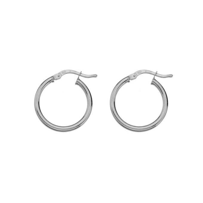 Silver Round Hoop Earrings 20mm