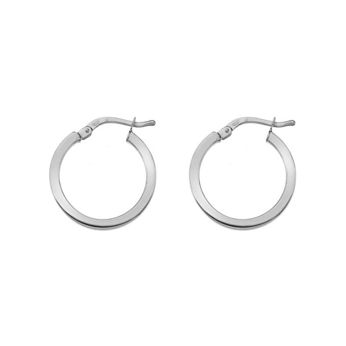 Silver Square Wire Hoop Earrings 20mm