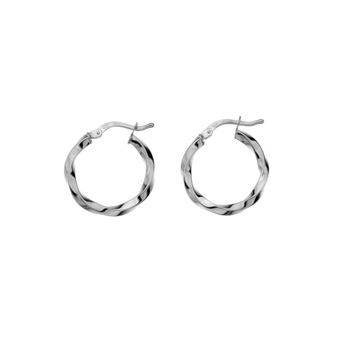 Silver Twist Hoop Earrings 20mm