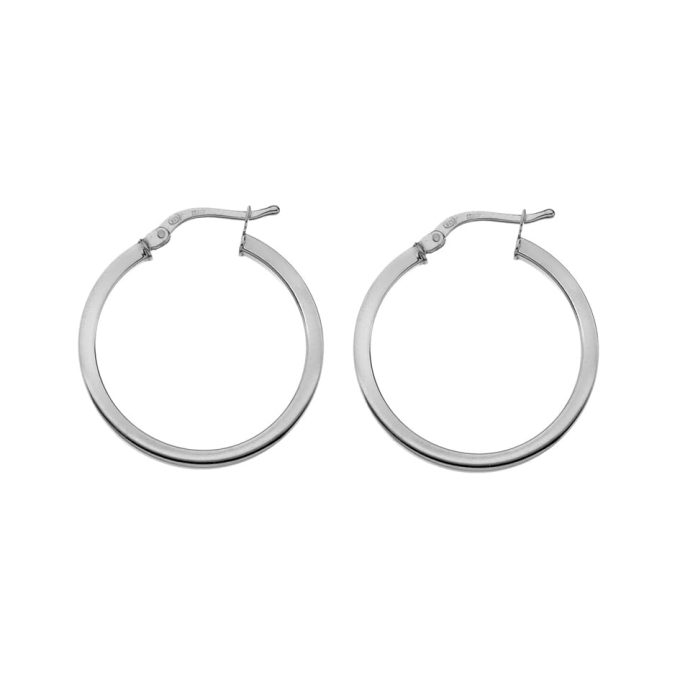 Silver Square Wire Hoop Earrings 25mm
