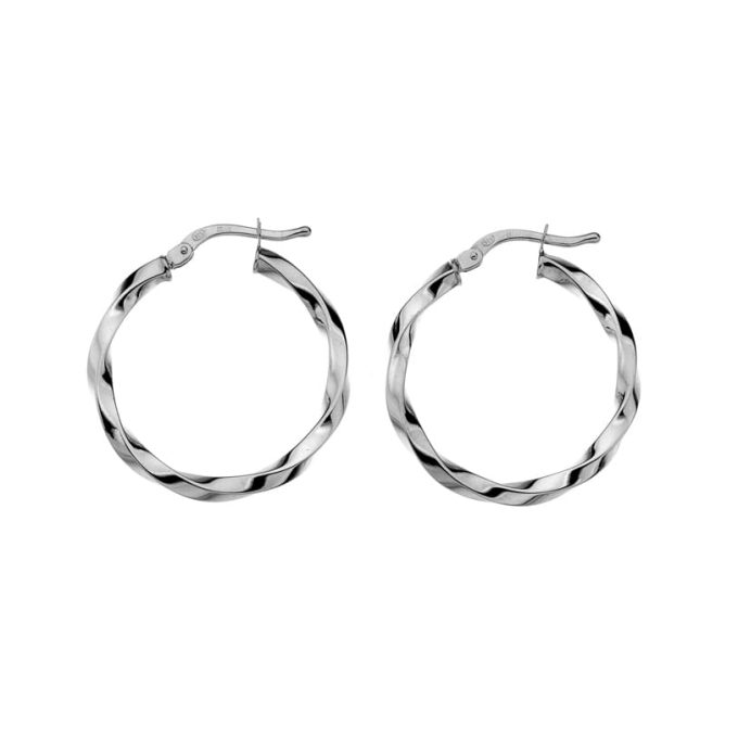Silver Twist Hoop Earrings 25mm