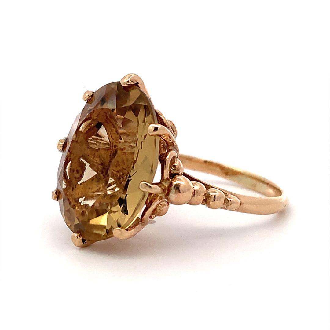 Vintage Yellow Gold Smoky Quartz Ring