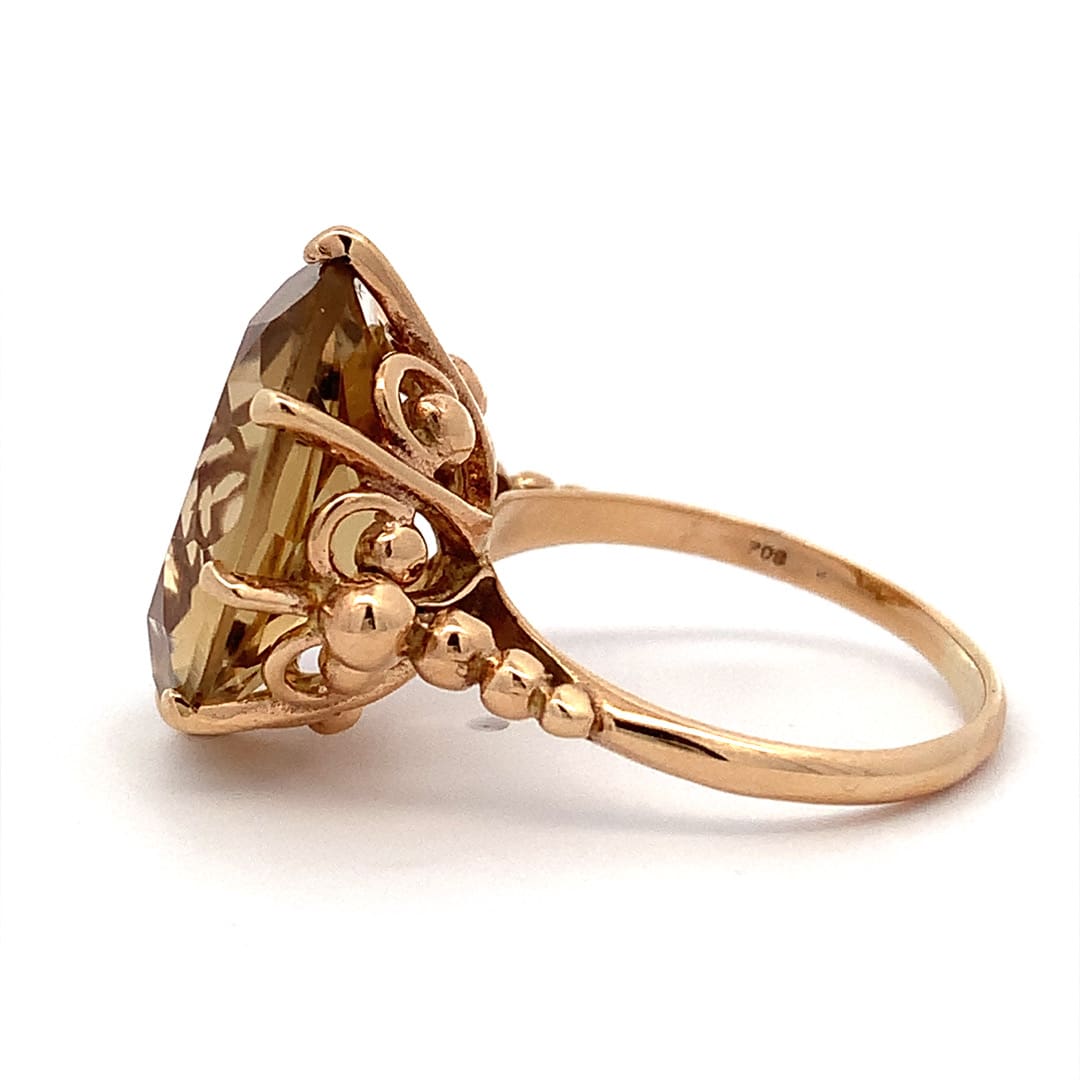 Vintage Yellow Gold Smoky Quartz Ring