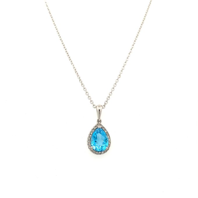 Blue Topaz & Diamond White Gold Necklace