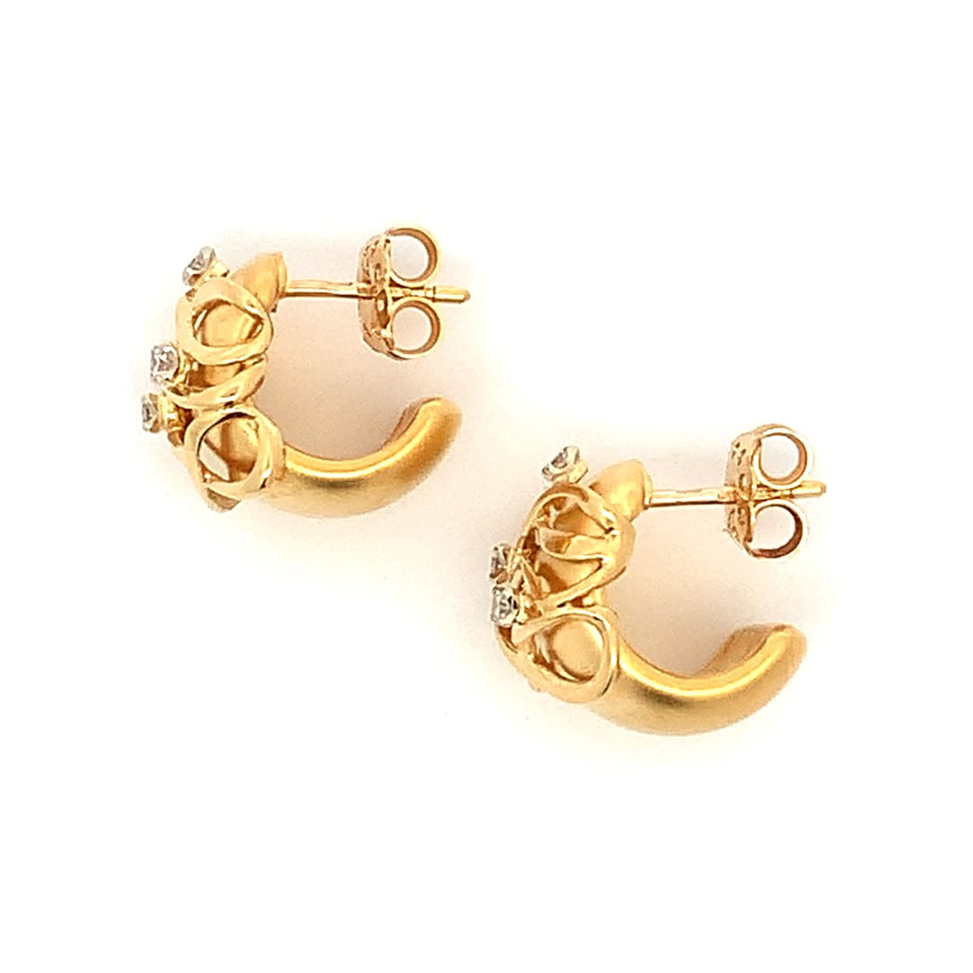 Charles Garnier Diamond Set Gold Earrings