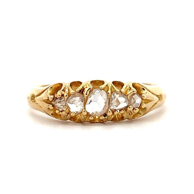 Antique Five Diamond Gold Ring