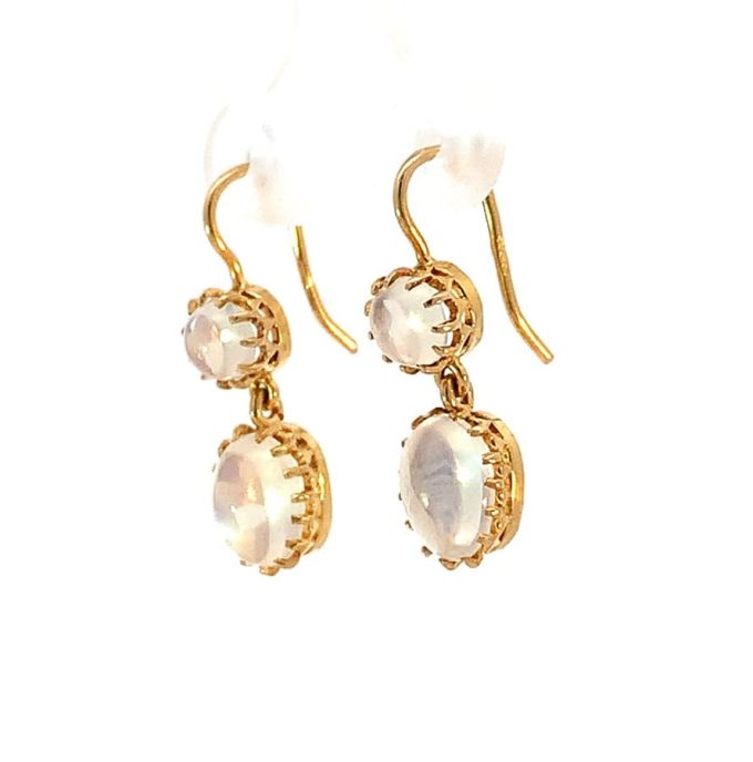 Vintage Moonstone Gold Drop Earrings