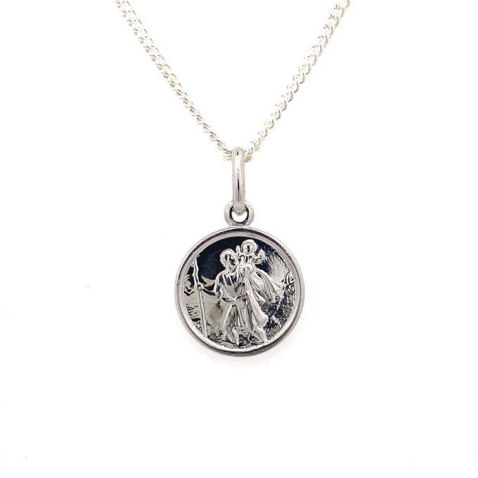 12mm Silver Saint Christopher Pendant & Chain