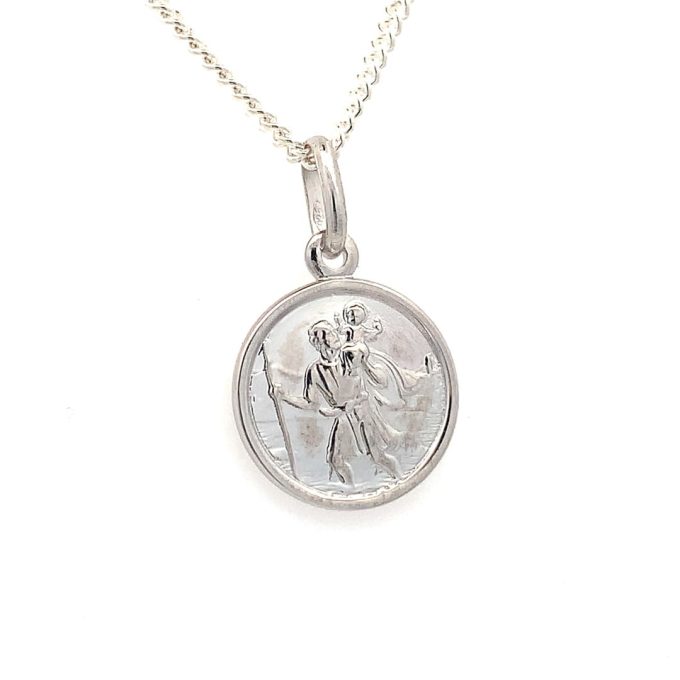 12mm Silver Saint Christopher Pendant & Chain