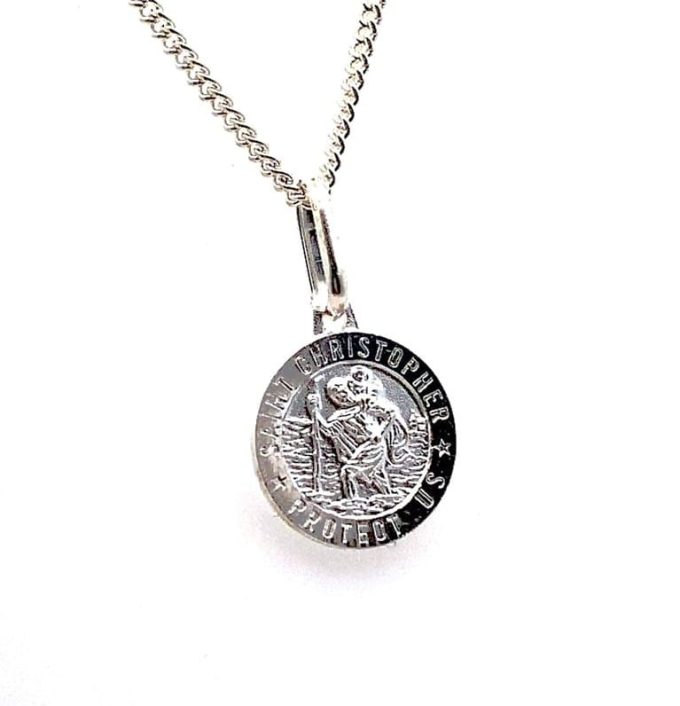 12mm Silver Saint Christopher Pendant & Chain
