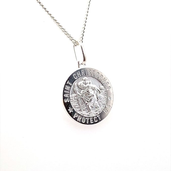 18mm Silver Saint Christopher Pendant & Chain