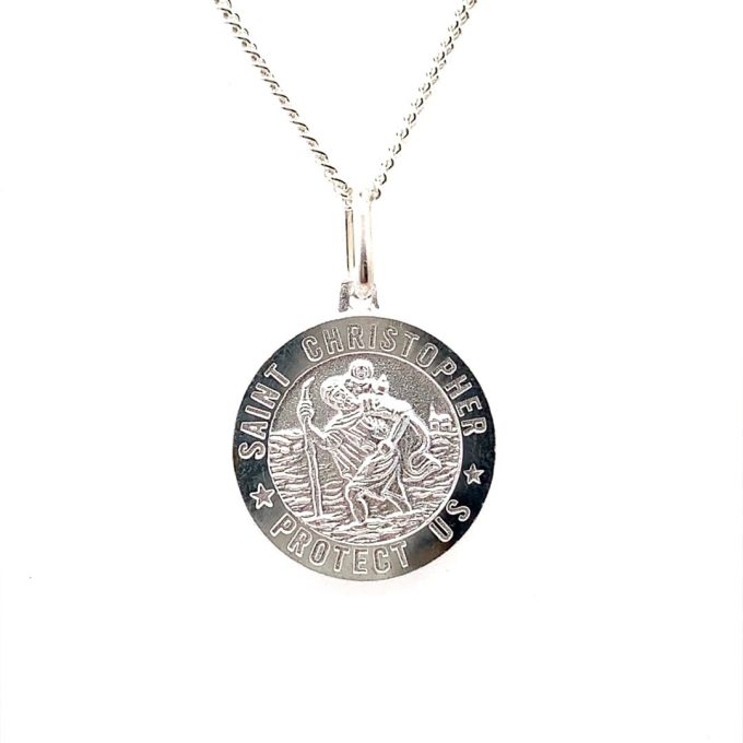 18mm Silver Saint Christopher Pendant & Chain