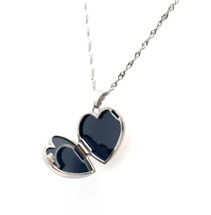 White Gold Mother of Pearl Locket Necklace