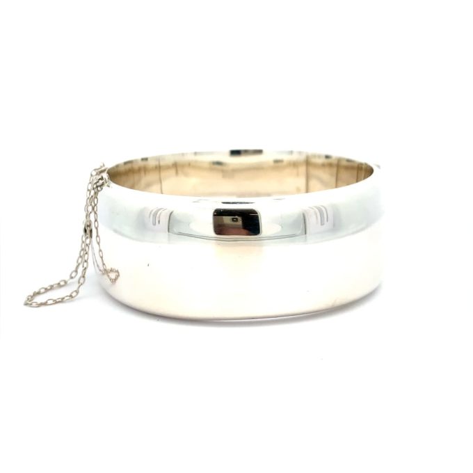 Vintage Wide Silver Engraved Bangle